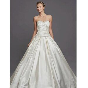 Pnina Tornai Satin Ballgown Princess Wedding Dress with Rhinestones & Bow